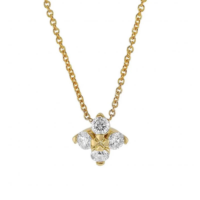 Roberto Coin 18K Yellow Gold Love In Verona Small Diamond Flower Necklace