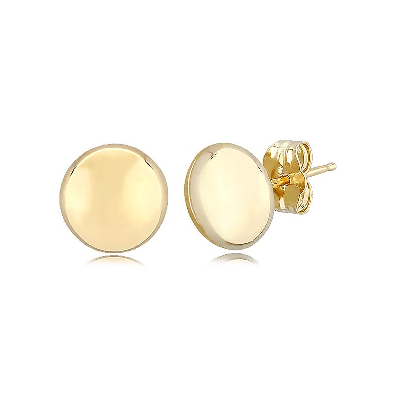 Carla Yellow Gold Flat Ball Stud Earrings - 8MM