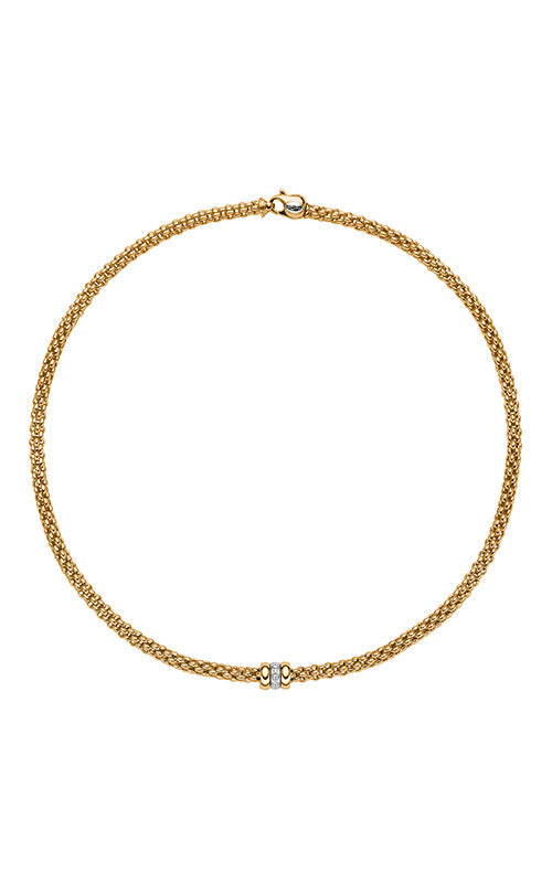 FOPE GIOIELLI 18K YELLOW GOLD SOLO 17 INCH NECKLACE WITH DIAMOND RONDEL MEASURING 0.10 TOTAL CARAT WEIGHT