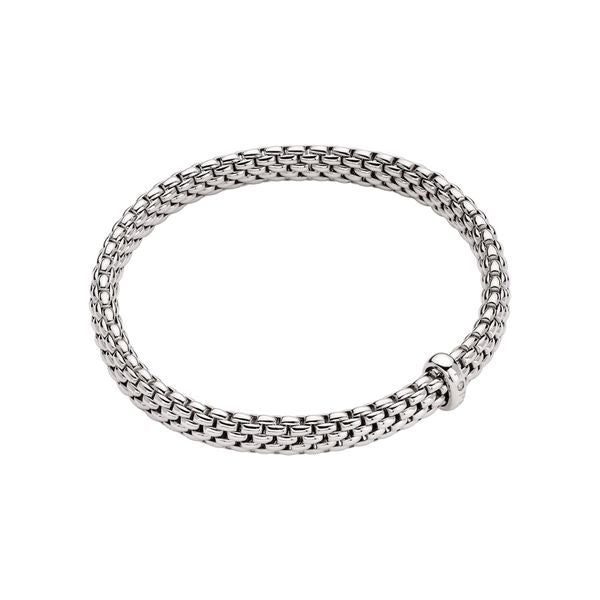 FOPE GIOIELLI 18K WHITE GOLD VENDOME COLLECTION BRACELET WITH EMBEDDED DIAMOND MEASURING 0.01 TOTAL CARAT WEIGHT SIZE SMALL