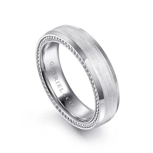 FELIX-14K WHITE GOLD 6MM - MEN'S WEDDING BAND IN SATIN FINISH
