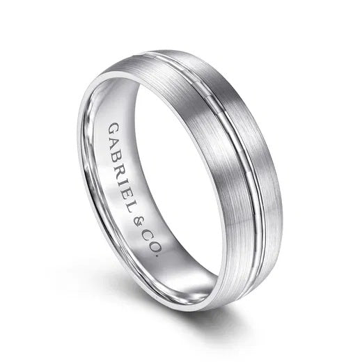 OWEN-14K WHITE GOLD 6MM-MEN'S WEDDING BAND IN SATIN FINISH