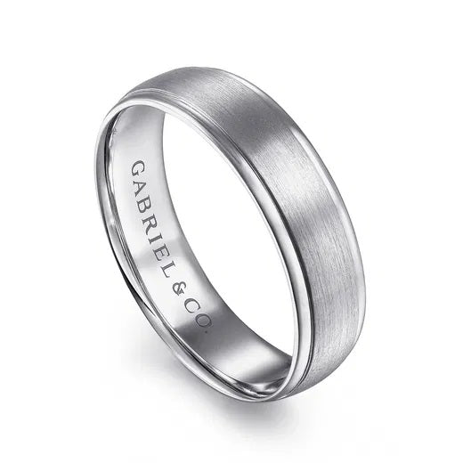 PAUL-14K WHITE GOLD 6MM-MEN'S WEDDING BAND IN SATIN FINISH