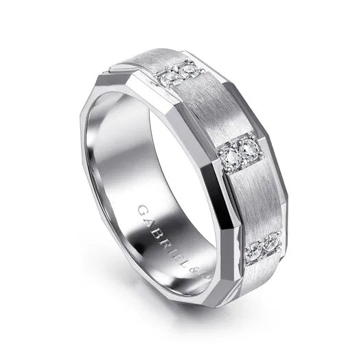 NICO-14K WHITE GOLD DIAMOND MEN'S RING IN SATIN FINISH