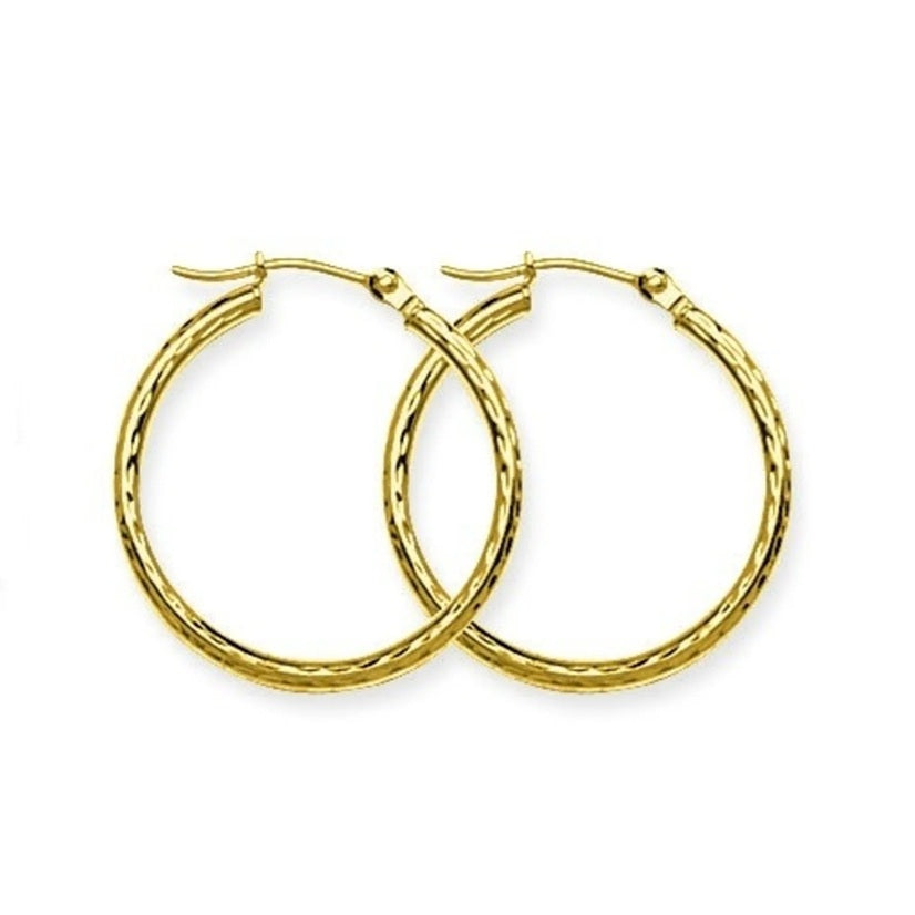 14K YELLOW GOLD ITALIAN GOLD DIAMOND CUT 20MM HOOP EARRINGS