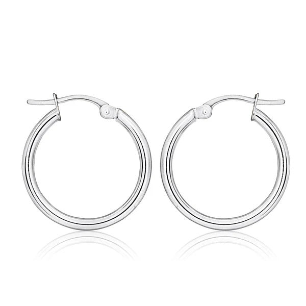 14K WHITE ITALIAN GOLD 20MM HOOP EARRINGS