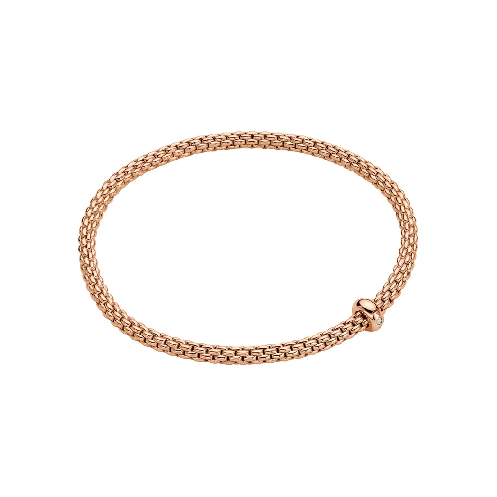 FOPE 18K ROSE GOLD PRIMA BRACELET WITH 0.01 CT DIAMOND SIZE MEDIUM