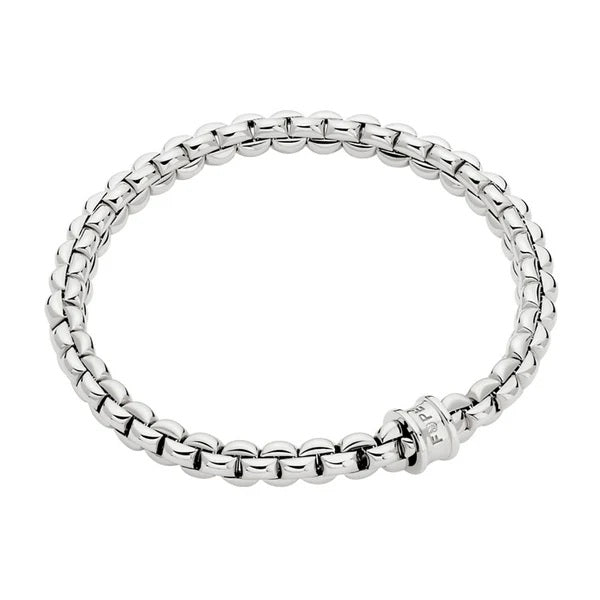 FOPE 18K WHITE GOLD EKA FLEX'IT BRACELET WITH 0.01CT DIAMOND SIZE SMALL