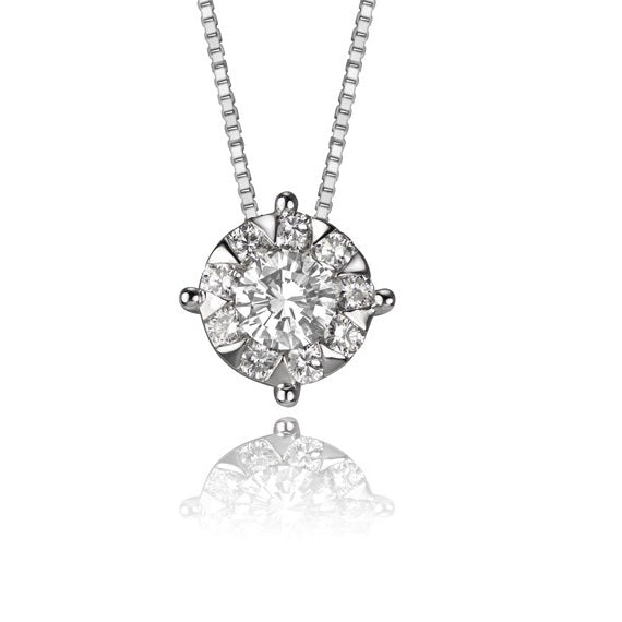 14K WHITE GOLD DIAMOND NECKLACE WITH 0.50 CTTW OF NATURAL SI G/H DIAMONDS