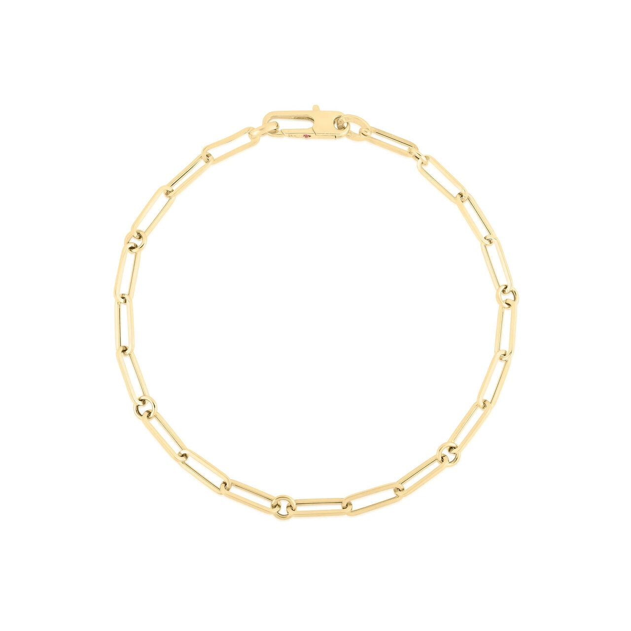 ROBERTO COIN 18K YELLOW DESIGNER GOLD PAPERCLIP & ROUND LINK BRACELET