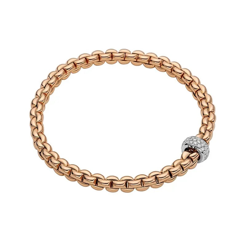 FOPE 18K ROSE AND WHITE GOLD EKA FLEX'IT BRACELET WITH DIAMOND RONDEL 0.37CT TW, SIZE MEDIUM