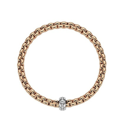 FOPE 18K ROSE AND WHITE GOLD EKA FLEX'IT BRACELET WITH DIAMOND RONDEL 0.15CT TW, SIZE SMALL