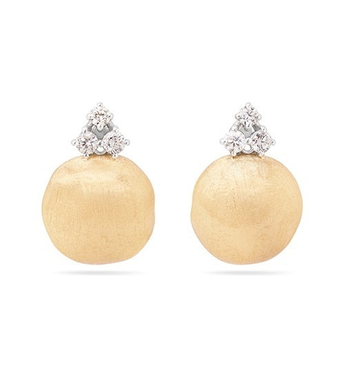 MARCO BICEGO AFRICA 18K YELLOW GOLD STUD EARRINGS DIAMONDS 0.44 TW