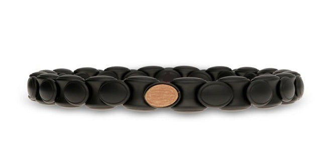 ROBERTO DEMEGILO ANACONDINO BLACK MATTE CERAMIC BRACELET HAVING ONE 18K ROSE OVERLAY BUTTON