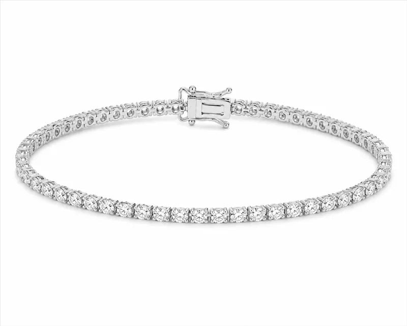 14K WHITE GOLD LINE TENNIS BRACELET SET WITH LAB GROWN ROUND BRILLIANT CUT DIAMONDS HAVING A TOTAL WEIGHT OF 2.05 CARATS FG/VS-SI