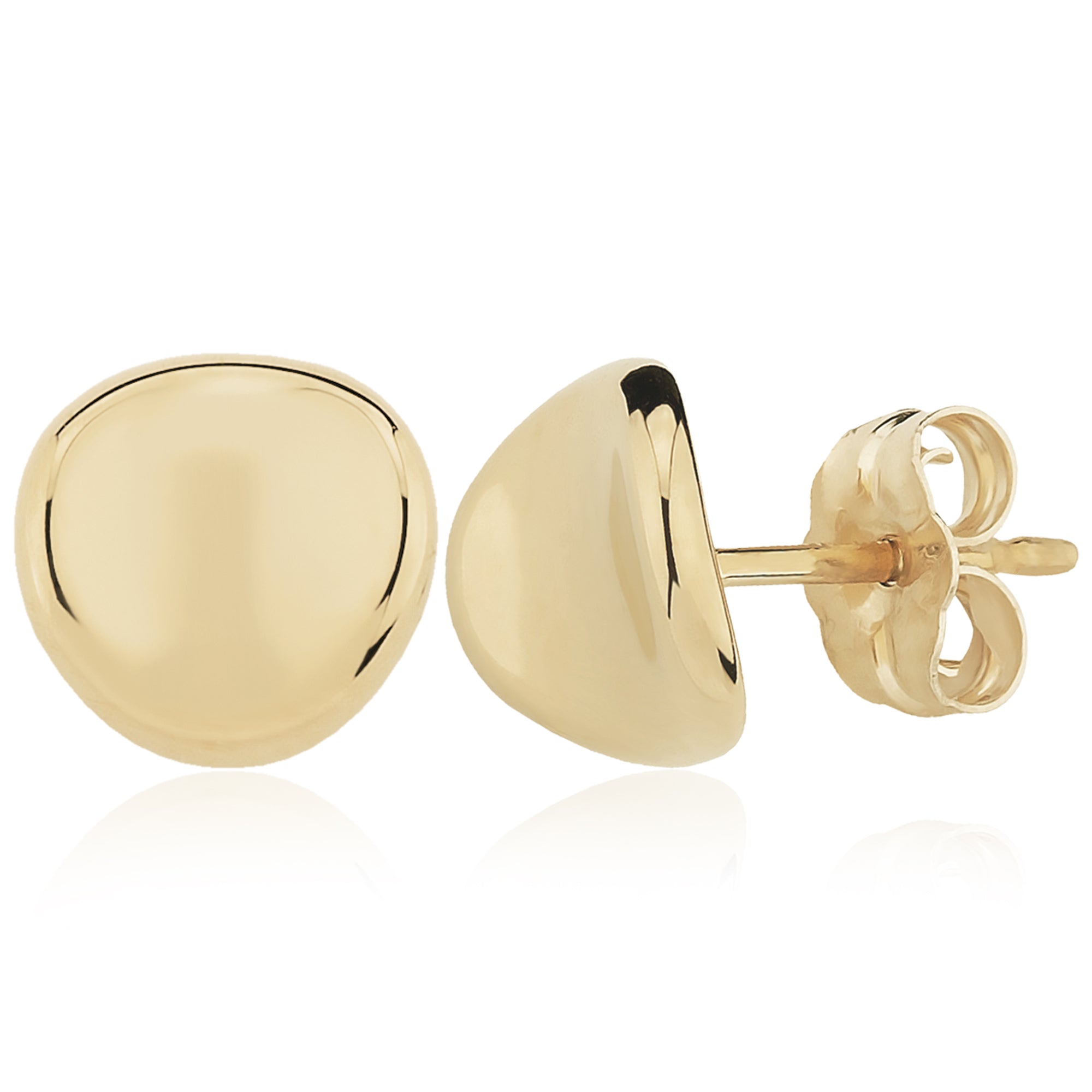 CARLA 14K YELLOW GOLD DAPPED DISK STUD EARRINGS