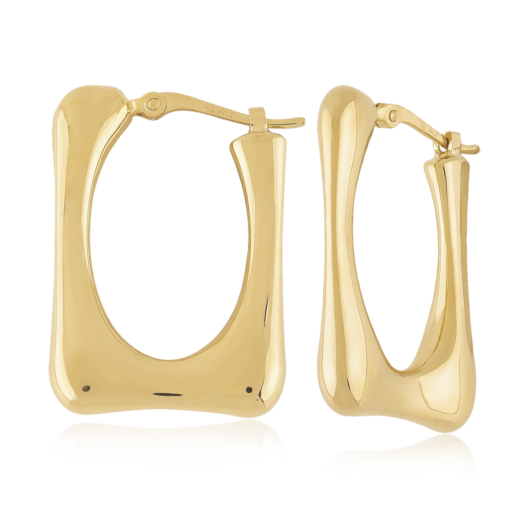 CARLA 14K YELLOW GOLD MEDIUM SQUARE FREEFORM HOOP EARRINGS