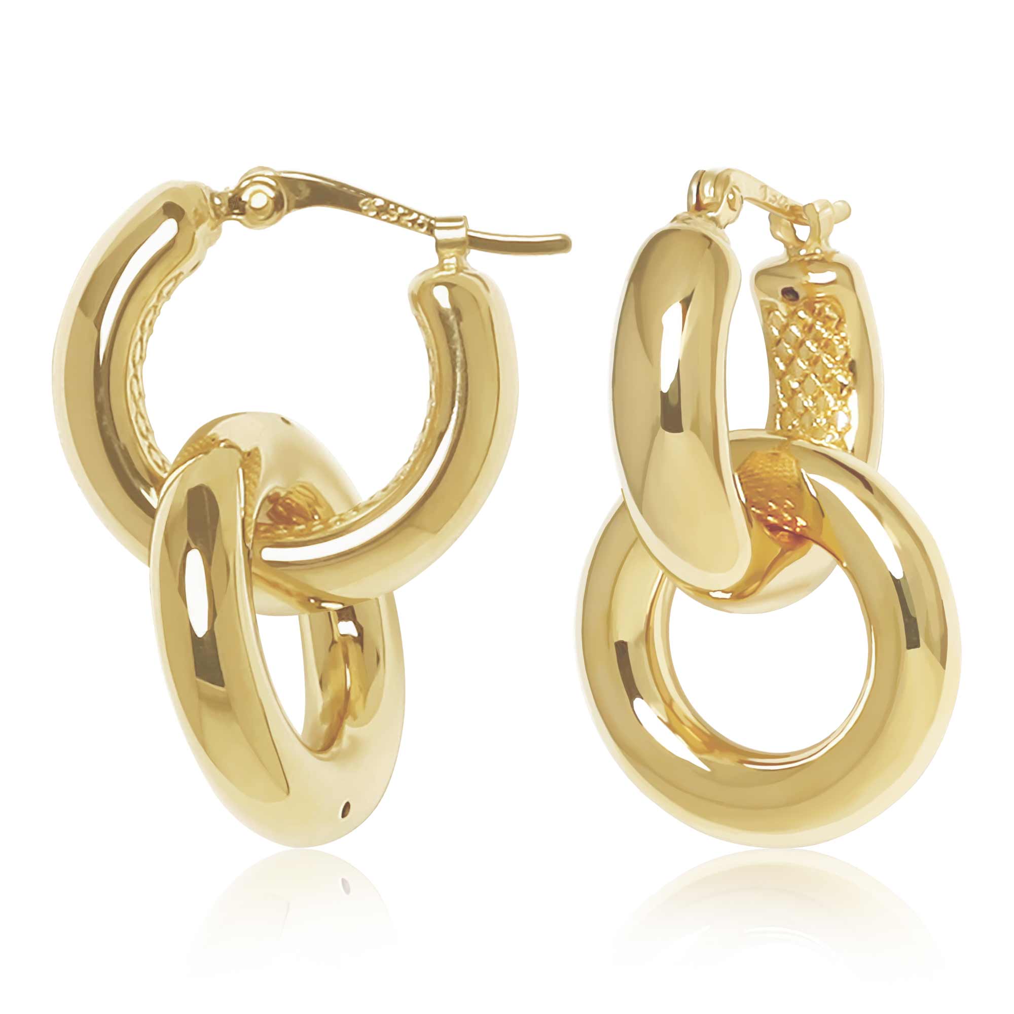 CARLA 14K YELLOW GOLD CHUBBY DONUT DROP HOOP EARRINGS.