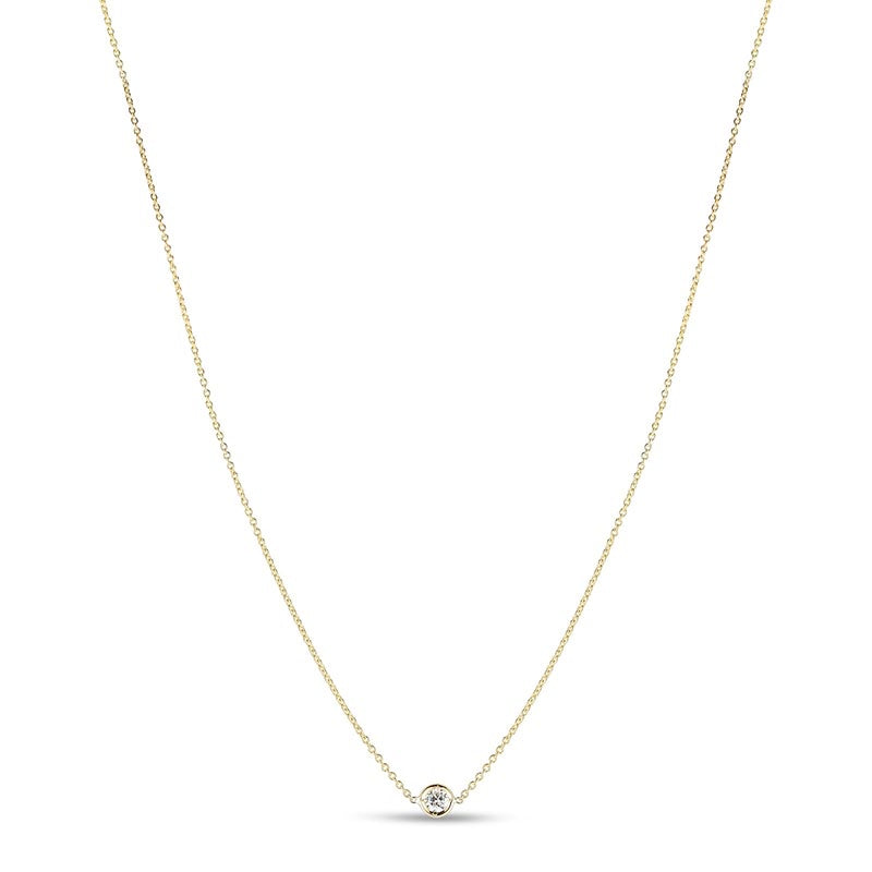 Roberto Coin 18K Yellow Gold Bezel Set Diamond Solitaire Necklace