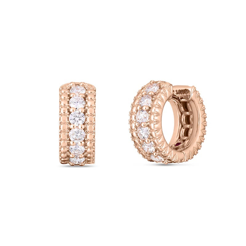 Roberto Coin 18K Rose Gold Siena Diamond Huggy Hoop Earrings