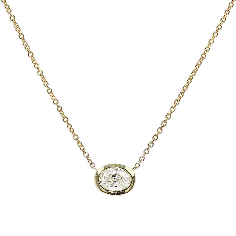 Roberto Coin 18k Yellow Gold Tiny Treasure diamond Oval Pendant with Diamonds Measuring 0.20CT