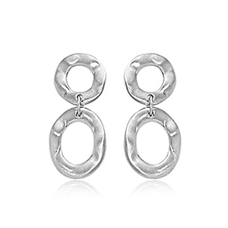 Carla Sterling Silver Small Oval Wavy Drop Earring