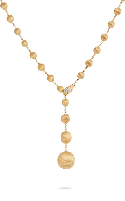 MARCO BICEGO AFRICA 18K YELLOW GOLD NECKLACE WITH PAVE DIAMOND STATION 0.10 TW