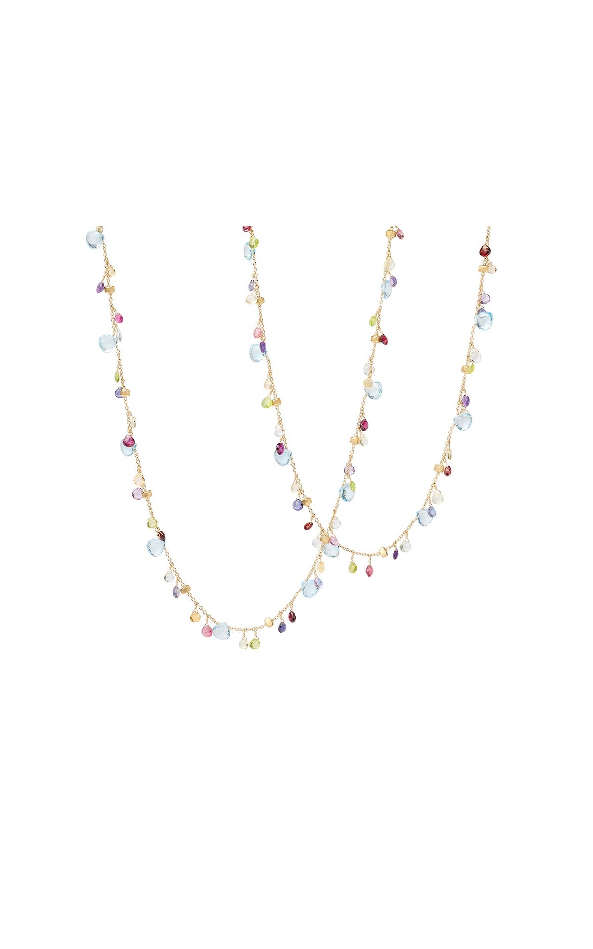 MARCO BICEGO PARADISE 18K YELLOW GOLD LONG NECKLACE OF NATURAL GEMSTONES