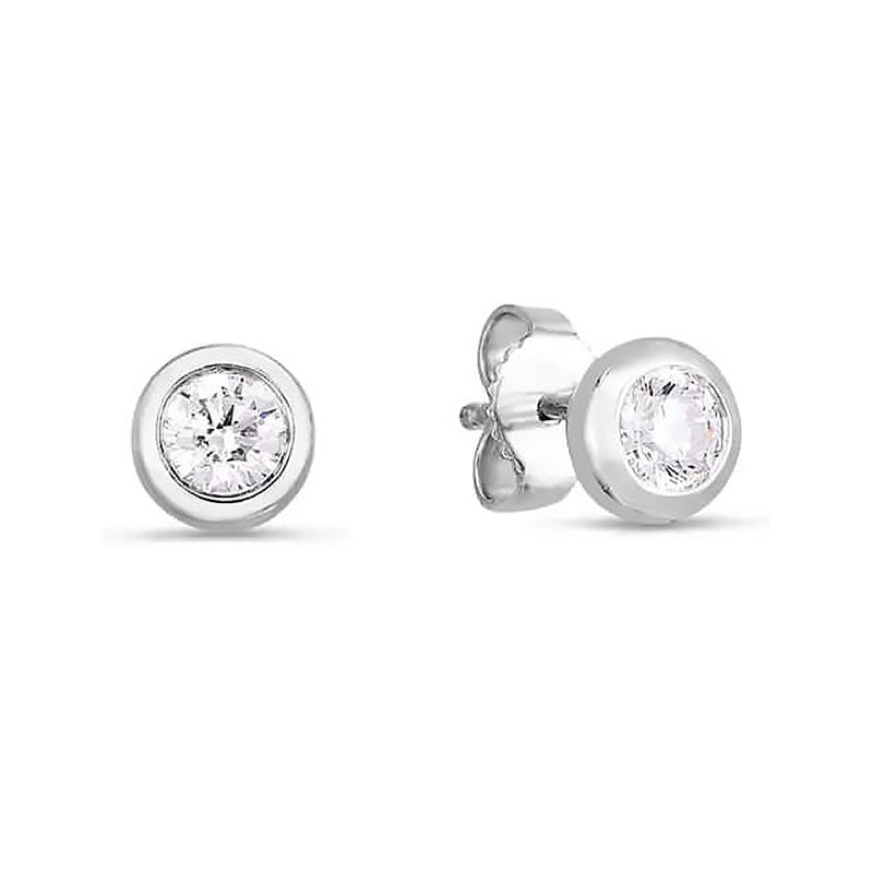 Roberto Coin Diamonds By The Inch White Gold and Diamond Stud Earrings