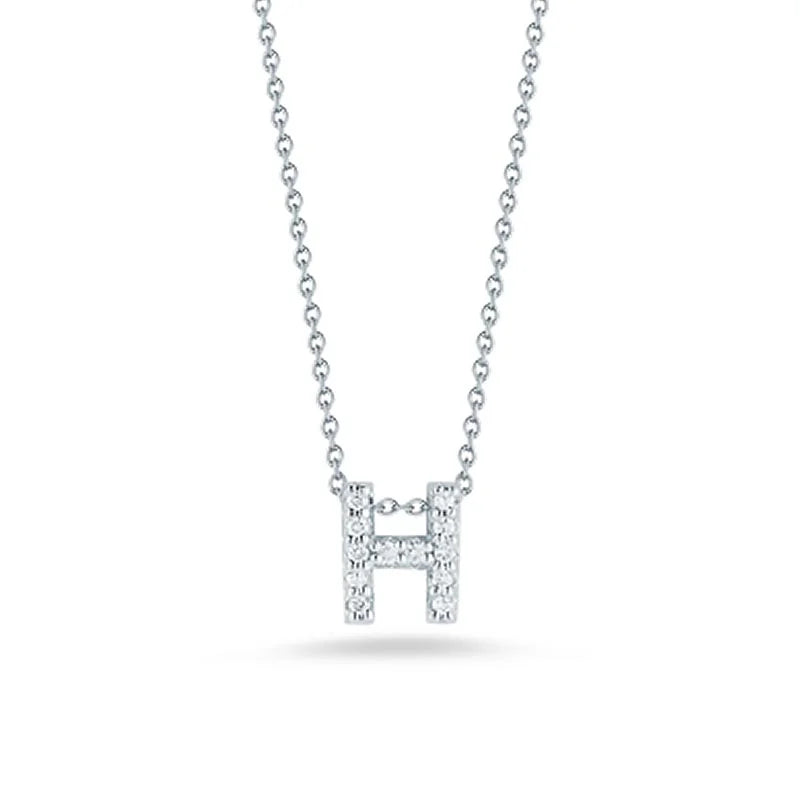 Roberto Coin 18K White Gold Tiny Treasures Diamond Letter ‘H’ Pendant