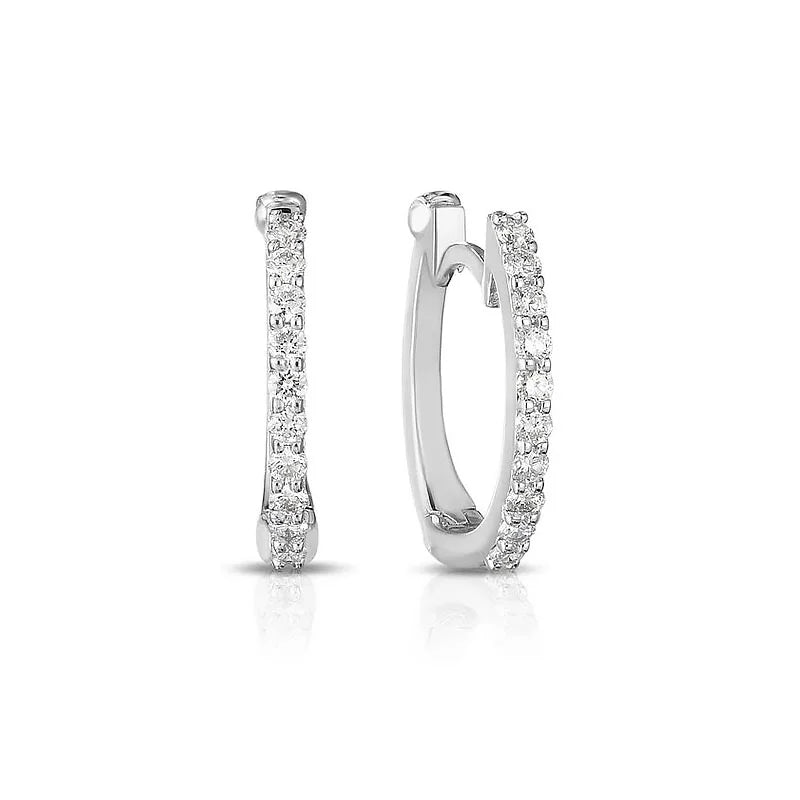 Roberto Coin 18K White Gold Diamond Pave Baby Hoop Earrings