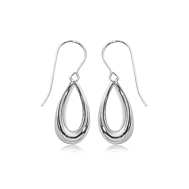 CARLA STERLING SILVER SMALL TEARDROP OVAL DROP EARRINGS