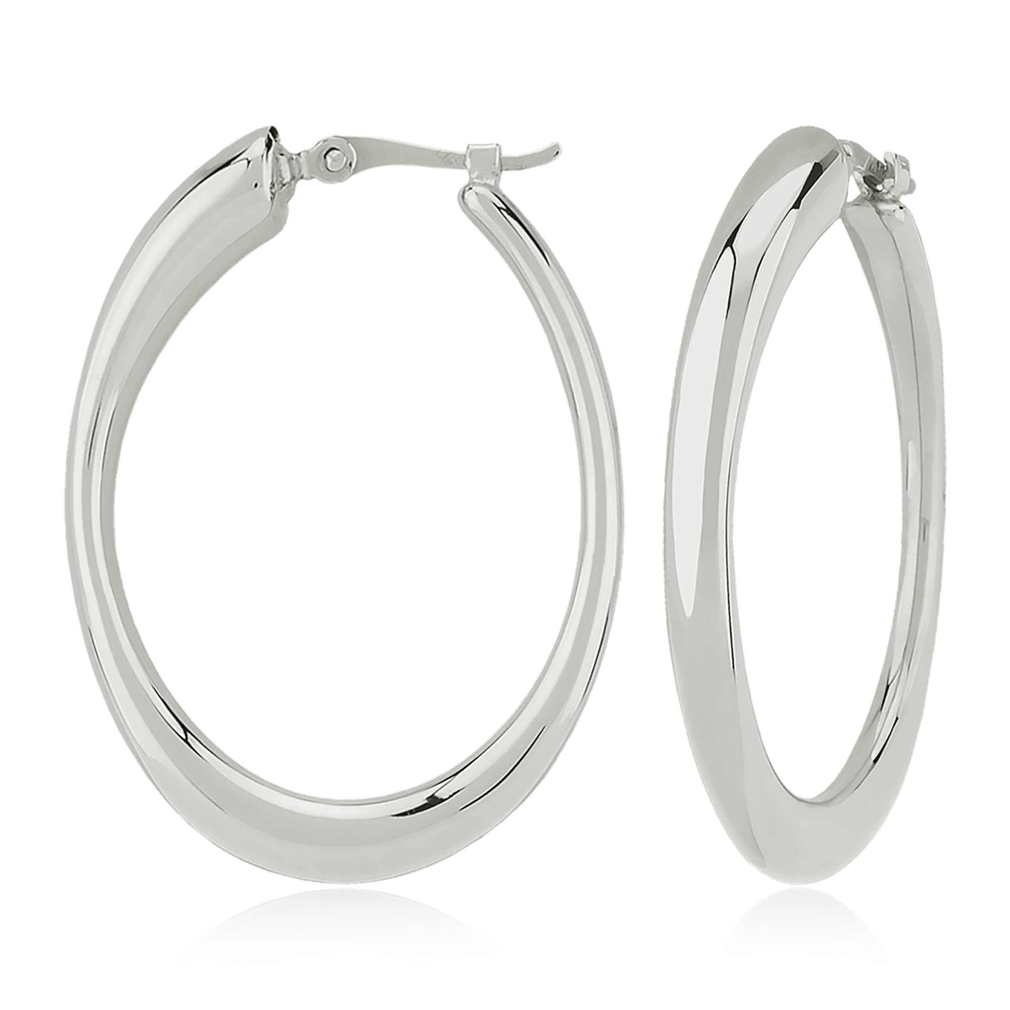 Carla Sterling Silver Oval Hoop Earrings