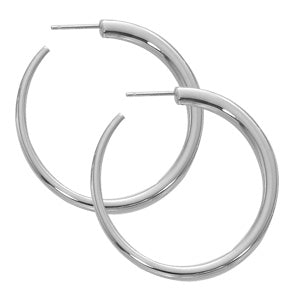 CARLA STERLING SILVER MEDIUM ROUND HOOP EARRINGS WITH POST