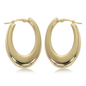 CARLA 14K YELLOW GOLD SMALL FLAT OVAL HOOP EARRINGS