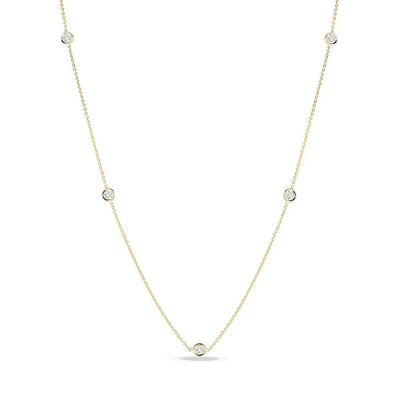 Roberto Coin Diamonds By The Inch Yellow Gold 5 Station Necklace