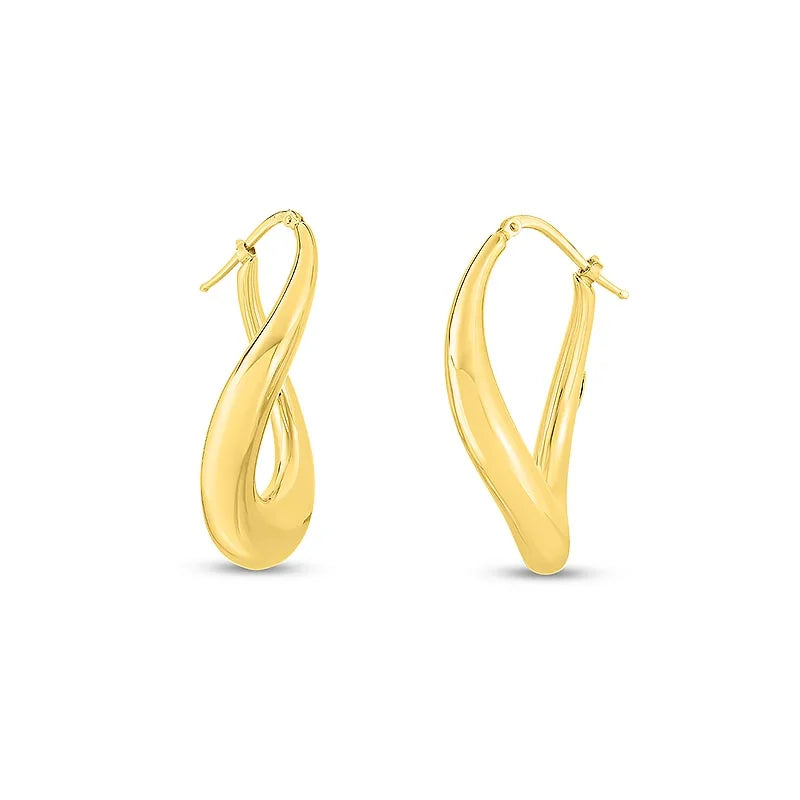 Roberto Coin 18K Yellow Designer Gold Organic Twisted Hoop Earrings