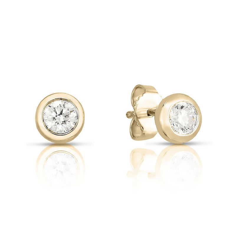 Roberto Coin Diamonds By The Inch Yellow Gold and Diamond Stud Earrings