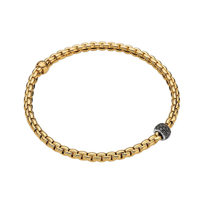 Fope Eka Tiny Yellow Gold & Black Diamond Bracelet