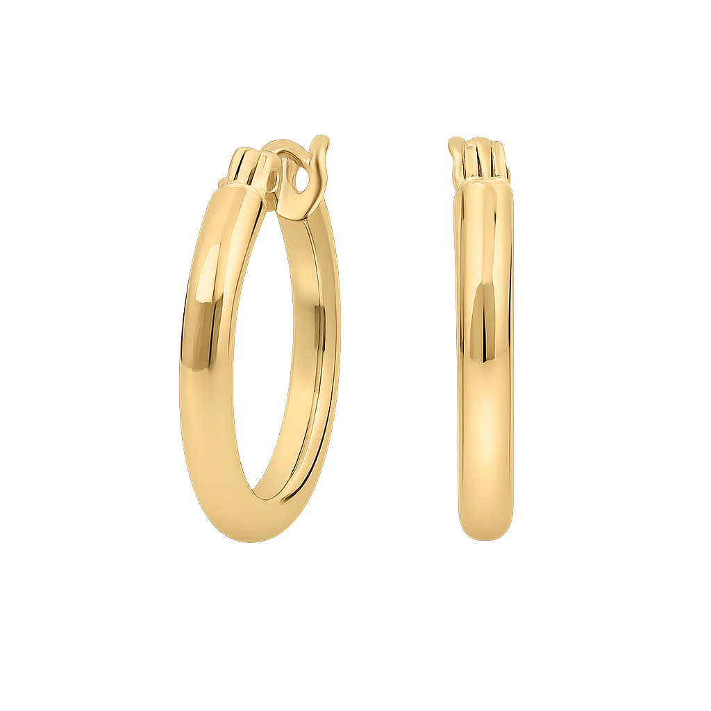 14K YELLOW GOLD SMALL SIZE 15MM HOOP EARRINGS