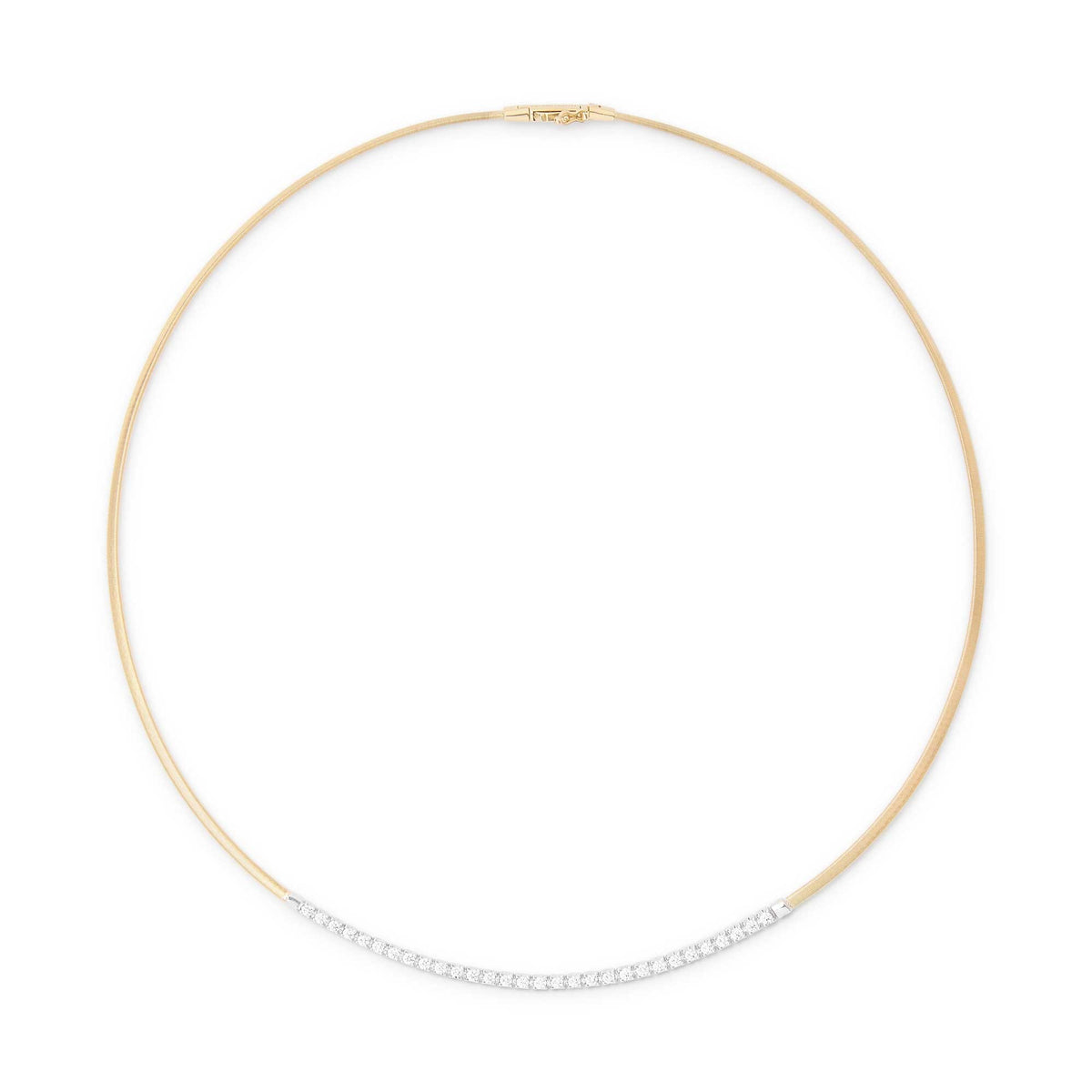MARCO BICEGO MASAI 18K YELLOW GOLD FLAT COIL TWIST NECKPIECE WITH A DIAMOND BAR 0.75TW