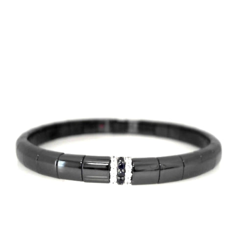 Roberto Demeglio 18 Karat White Gold And Black Ceramic Stretch Bracelet