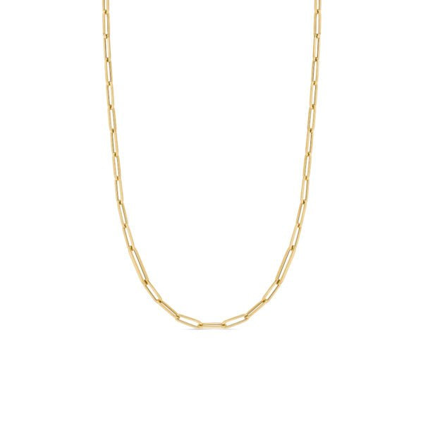 ROBERTO COIN 18K DESIGNER YELLOW GOLD ALTERNATING SIZE PAPERCLIP LINK CHAIN 17 INCHES