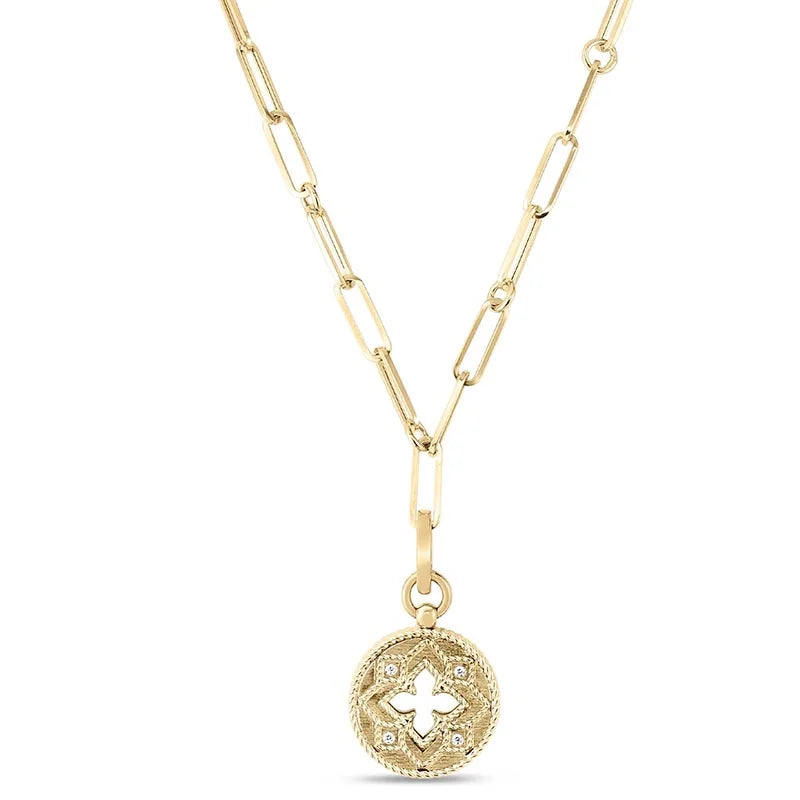 Roberto Coin 18K Yellow Gold Venetian Princess Diamond Medallion Necklace