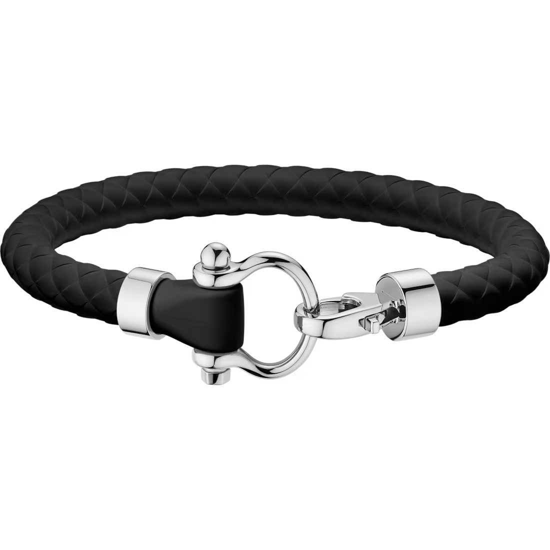OMEGA BLACK RUBBER SAILING BRACELET WITH STAINLESS STEEL CLASP