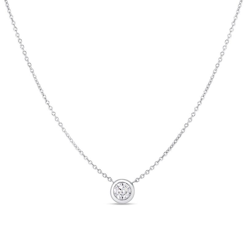 Roberto Coin 18K White Gold Bezel Set Diamond Solitaire Necklace