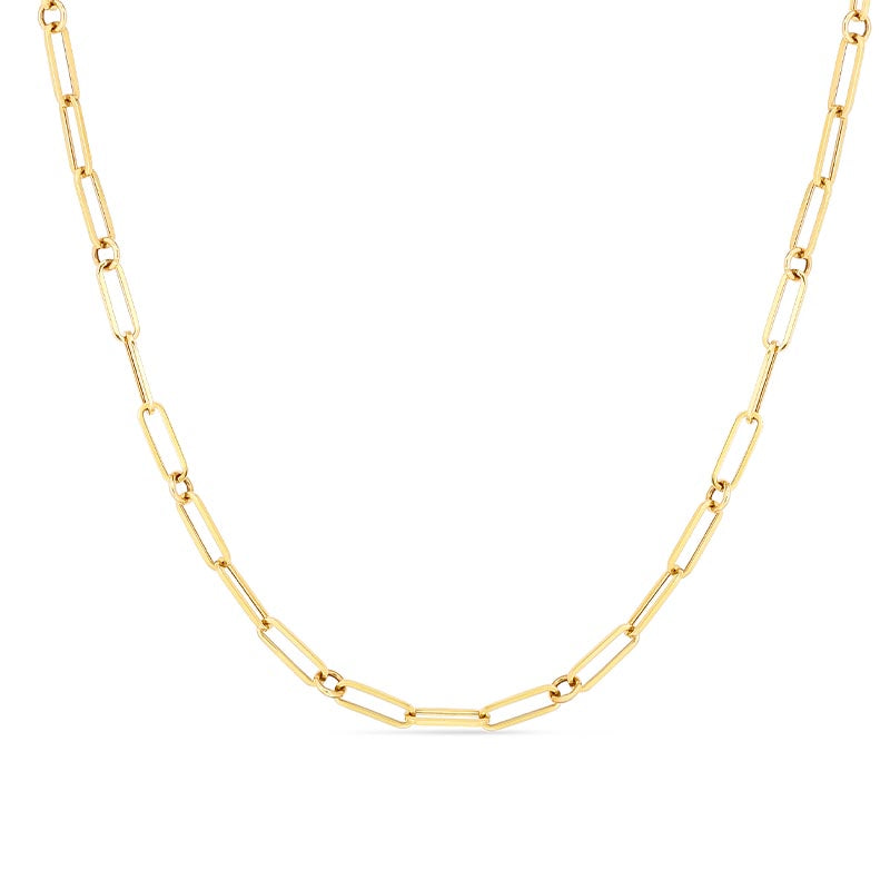 Roberto Coin 18K Yellow Designer Gold Paperclip and Round Link Necklace, 22 Inch