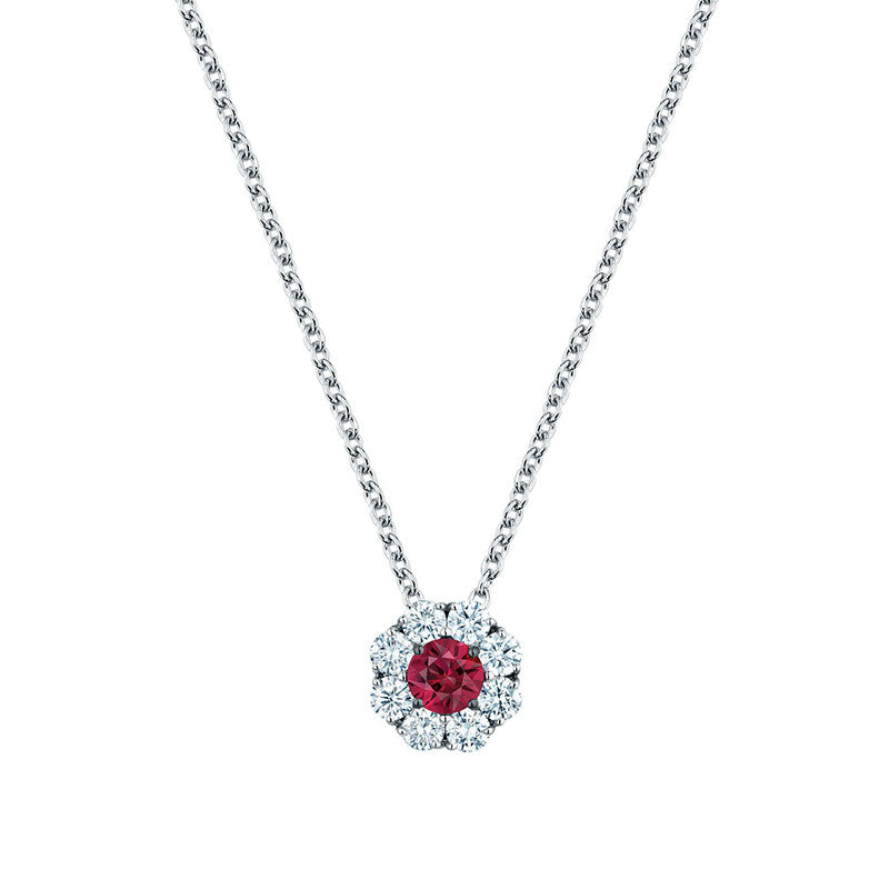 Birks Snowflake Cluster Diamond Necklace with Ruby