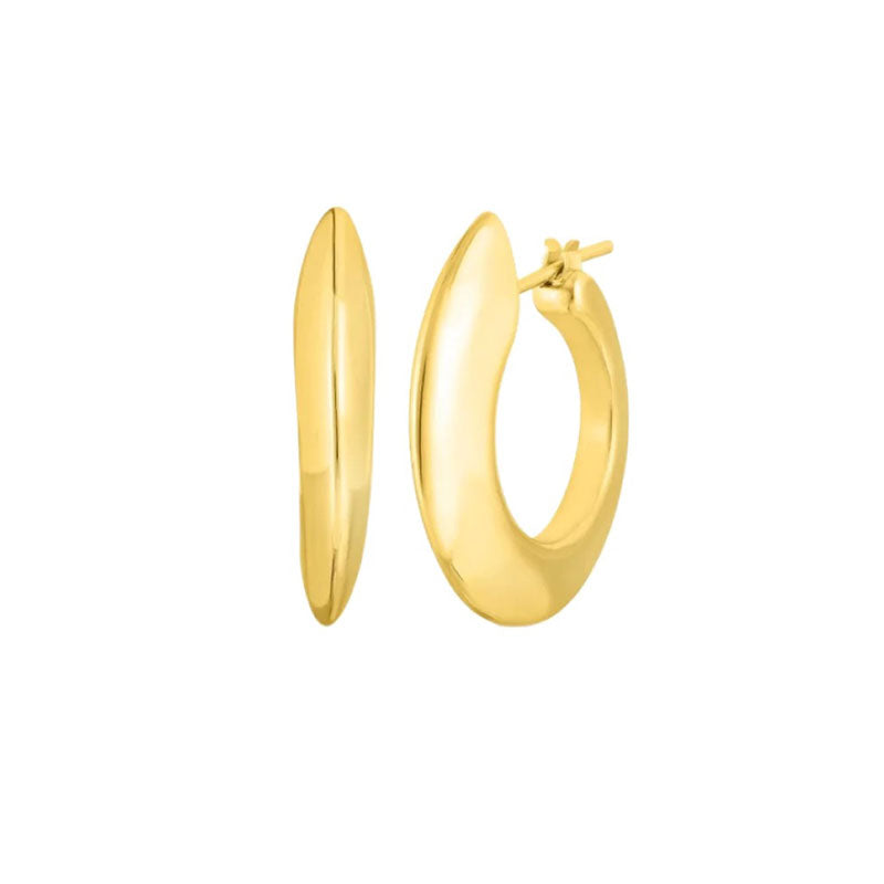 Roberto Coin 18K Yellow Designer Gold Edged Hoop Earrings