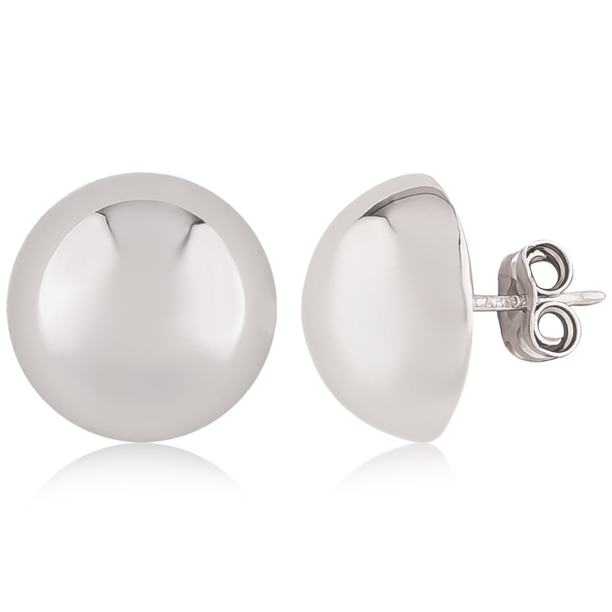 CARLA STERLING SIVLER 12MM POLISHED BUTTON STUD EARRINGS.